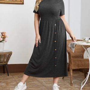 SHEIN Marled Knit Button Front Dress, Plus Size 0XL (US 12)